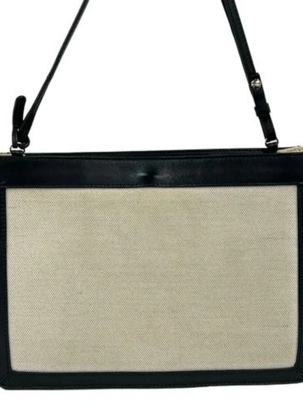 BALENCIAGA Navy Pochette 339937 Cream Black Canvas Leather - Shoulder Bag - Picture 3 of 10